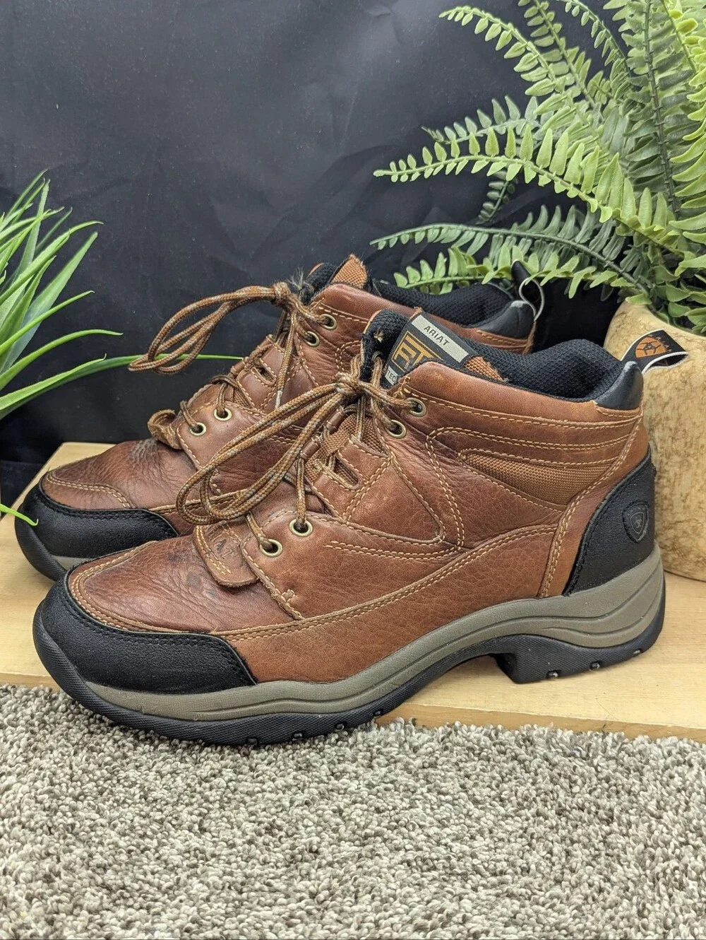 Ariat Terrain Mens Size 10 Brown Leather Hiking Walking Boots Casual Work